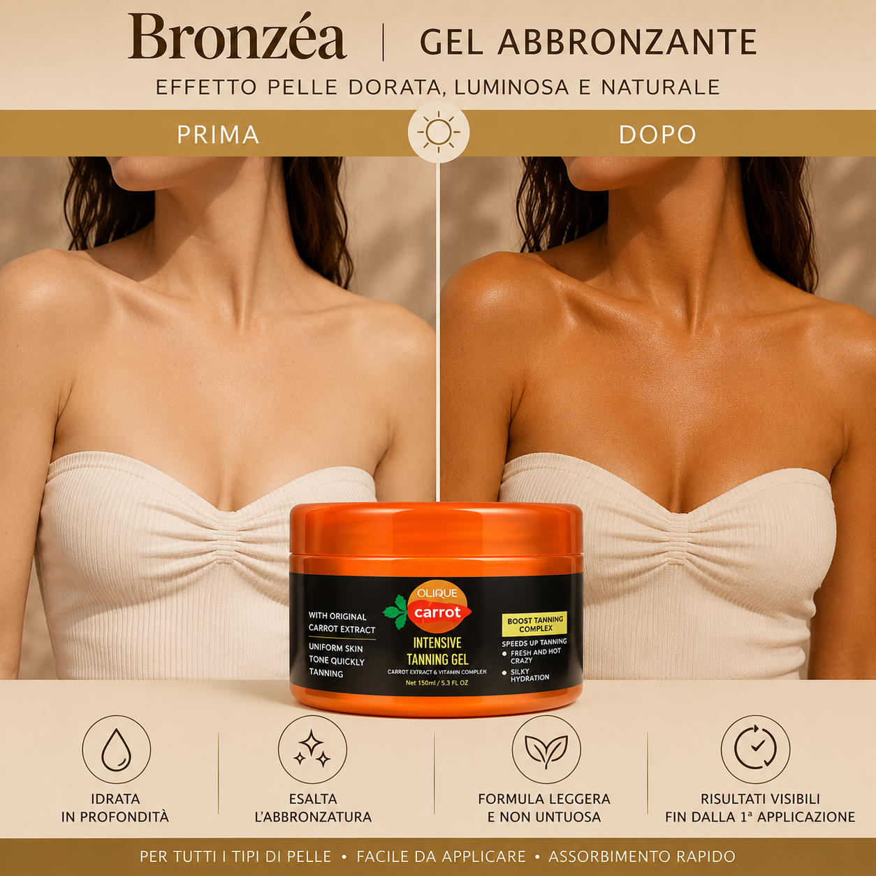 Bronzéa | Gel Abbronzante Effetto Pelle Dorata
